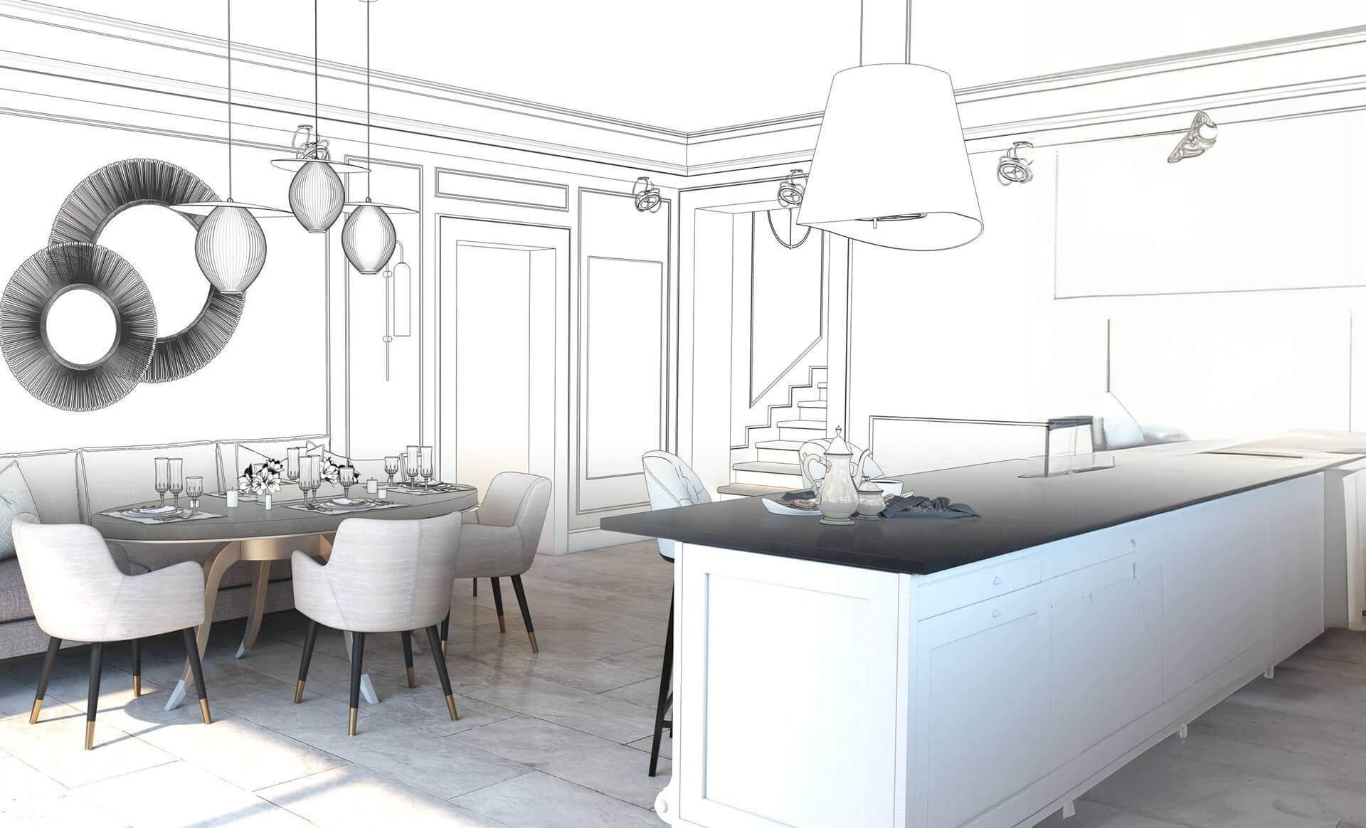 Kitchen-dining room blueprint