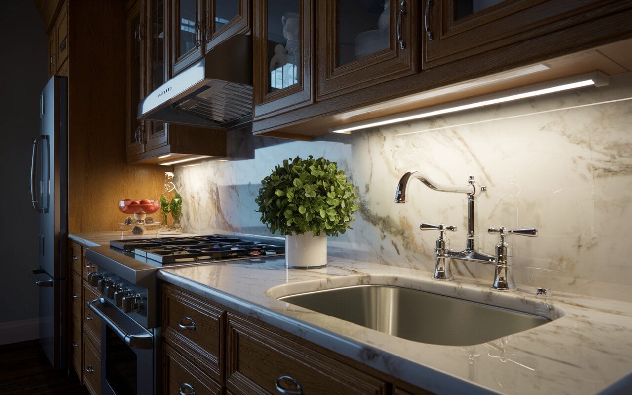 how to refresh old kitchen cabinets with under cabinet lighting