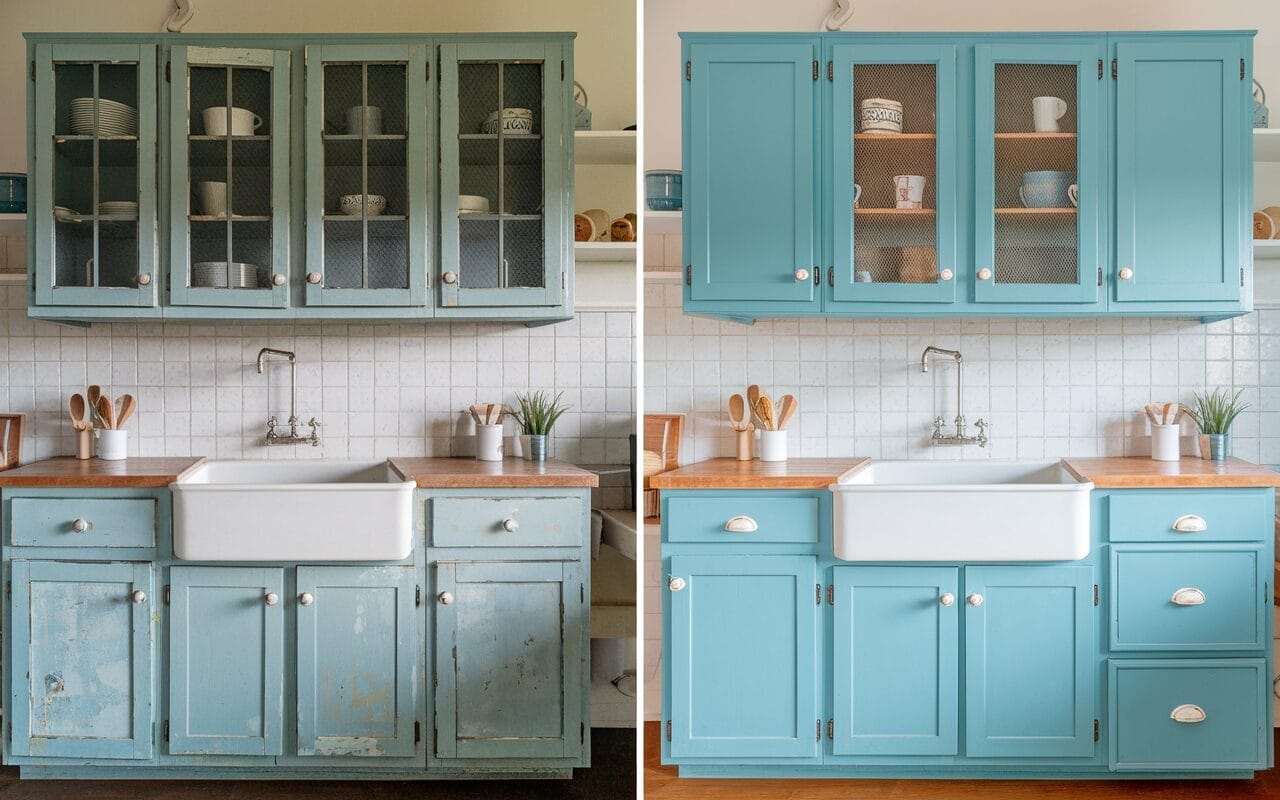 old kitchen cabinets after refacing